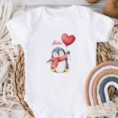 Personalized Baby Bodysuit With A Cute Penguin