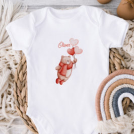 Personalized Baby Bodysuit With A Watercolor Teddy