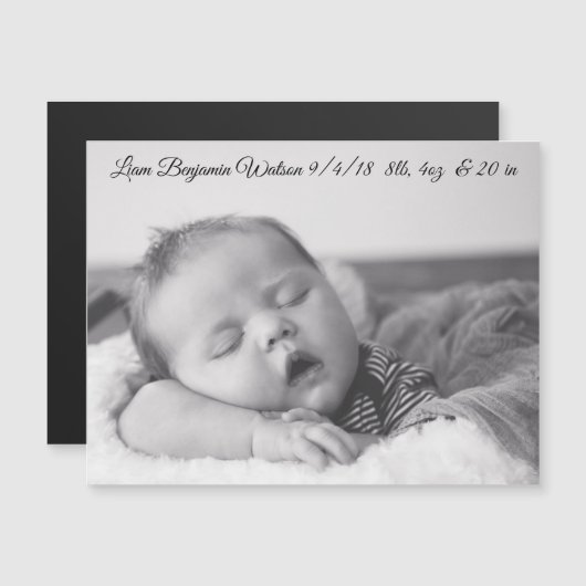 Personalized Baby Boy Birth Notice Magnet Magnetische Uitnodiging (Voorkant / Achterkant)