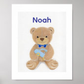 Personalized Baby Boy Name Teddy Bear Nursery  Poster (Voorkant)