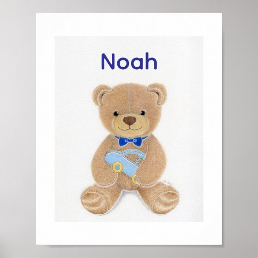 Personalized Baby Boy Name Teddy Bear Nursery  Poster (Voorkant)
