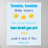 Personalized Baby Boy Triplets Wall Poster (Voorkant)