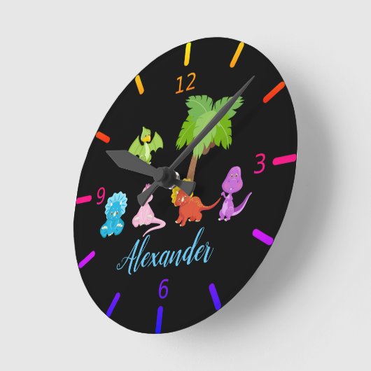 Personalized Baby Dinosaur & Friends Ronde Klok (Hoek)