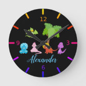 Personalized Baby Dinosaur & Friends Ronde Klok (Voorkant)