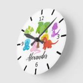 Personalized Baby Dinosaur & Friends Ronde Klok (Hoek)