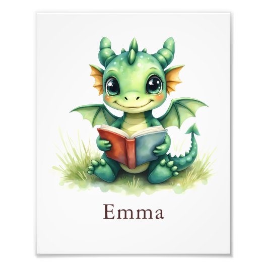 Personalized Baby Dragon Art Print Custom Nursery  Foto Afdruk (Voorkant)