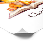 Personalized Baby Dragon Reading Custom Art Print Foto Afdruk (Hoek)