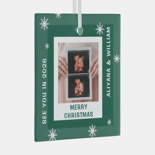 Personalized Baby Expecting Pregnancy Christmas Glas Ornament (Voorkant Rechts)