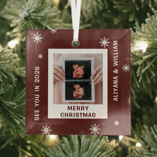 Personalized Baby Expecting Pregnancy Christmas Glas Ornament (Insitu)