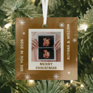 Personalized Baby Expecting Pregnancy Christmas Glas Ornament
