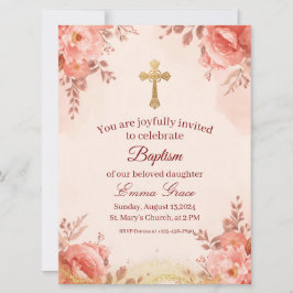 Personalized Baby Girl Baptism Invitation Kaart