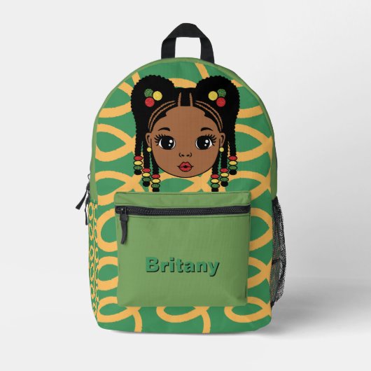 Personalized Baby Girl Green Printed Backpack Bedrukte Rugzak (Voorkant)