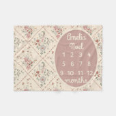 Personalized Baby Girl Milestone Blanket Customize Fleece Deken (Voorkant (Horizontaal))