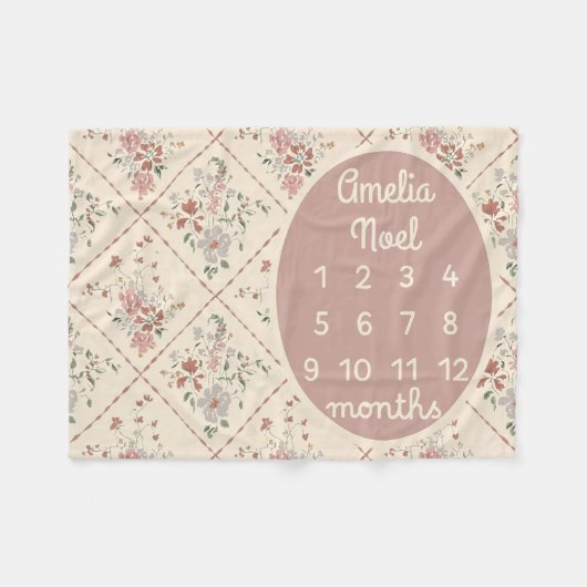 Personalized Baby Girl Milestone Blanket Customize Fleece Deken (Voorkant (Horizontaal))