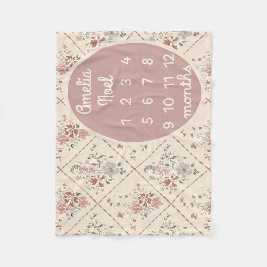 Personalized Baby Girl Milestone Blanket Customize Fleece Deken (Voorkant)