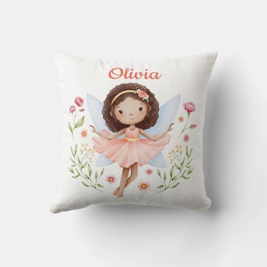Personalized Baby Girl Pillow With A Fairy Print Kussen (Achterkant)