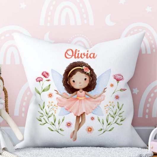 Personalized Baby Girl Pillow With A Fairy Print Kussen