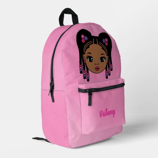 Personalized Baby Girl Pink Printed Backpack Bedrukte Rugzak (Achterkant Hoek Links)