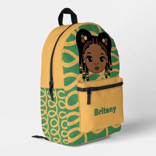 Personalized Baby Girl yellow Printed Backpack Bedrukte Rugzak (Achterkant Hoek Links)