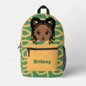 Personalized Baby Girl yellow Printed Backpack Bedrukte Rugzak (Voorkant)