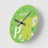 Personalized Baby Green Round Clock Ronde Klok (Hoek)