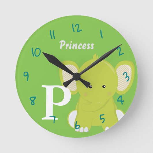 Personalized Baby Green Round Clock Ronde Klok (Voorkant)