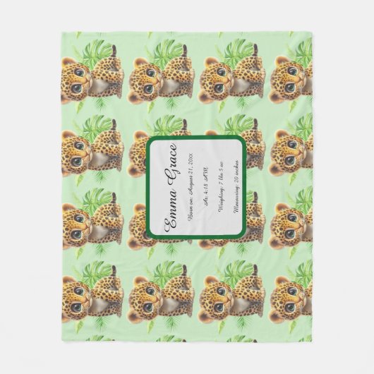 Personalized Baby Leopard Jungle Fleece Blanket (Voorkant)