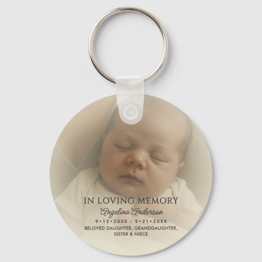 Personalized Baby Memorial Photo & Custom Text Sleutelhanger (Voorkant)