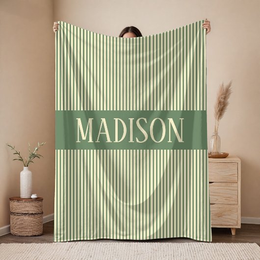 Personalized Baby Name Sage Blanket Gift for Kids Fleece Deken