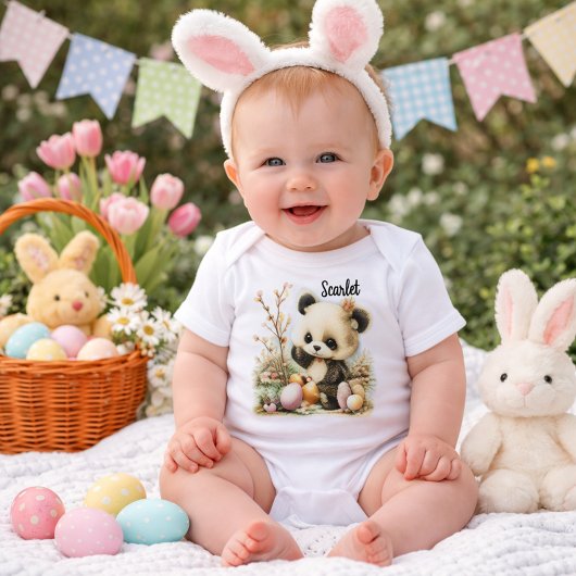 Personalized Baby Panda Easter Illustration  Romper