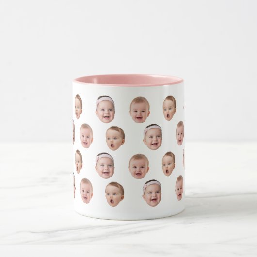 Personalized Baby Photo Coffee Mug, 3 Faces Mok (Midden)
