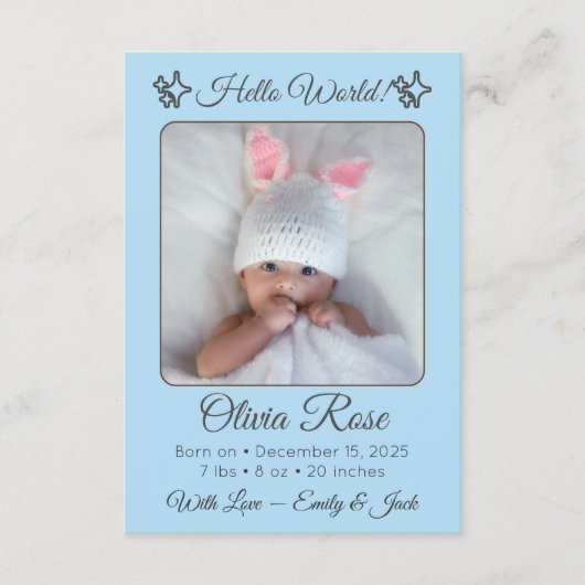 Personalized Baby Photo Name & Parents for Newborn Aankondiging (Voorkant)