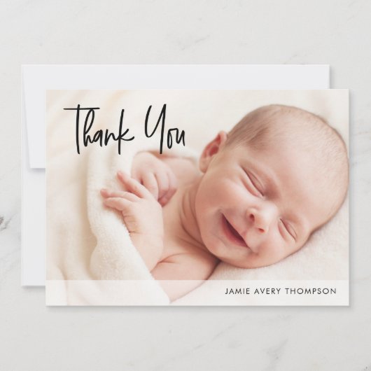 Personalized Baby Photo Shower Gratitude Modern  Bedankkaart (Voorkant)