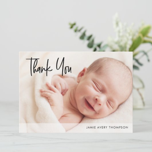 Personalized Baby Photo Shower Gratitude Modern  Bedankkaart (Staand voorkant)
