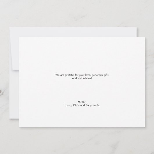 Personalized Baby Photo Shower Gratitude Modern  Bedankkaart (Achterkant)