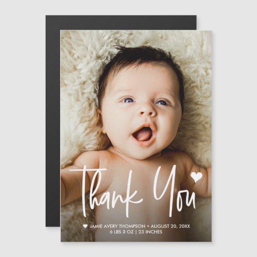 Personalized Baby Photo Thank You newborn  (Voorkant / Achterkant)