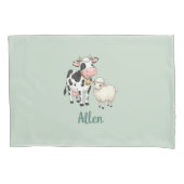 Personalized Baby Pillow Cover with Cute Cow Kussensloop (Voorkant)