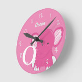 Personalized Baby Pink Round Clock Ronde Klok (Hoek)