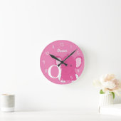 Personalized Baby Pink Round Clock Ronde Klok (Huis)