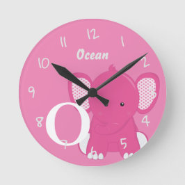 Personalized Baby Pink Round Clock Ronde Klok