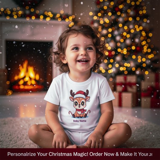 Personalized Baby Reindeer First Christmas T-Shirt