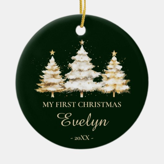 Personalized Baby’s First Christmas (Name & Photo) Keramisch Ornament (Voorkant)