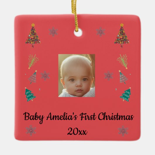 Personalized Baby’s First Christmas Ornament (Voorkant)