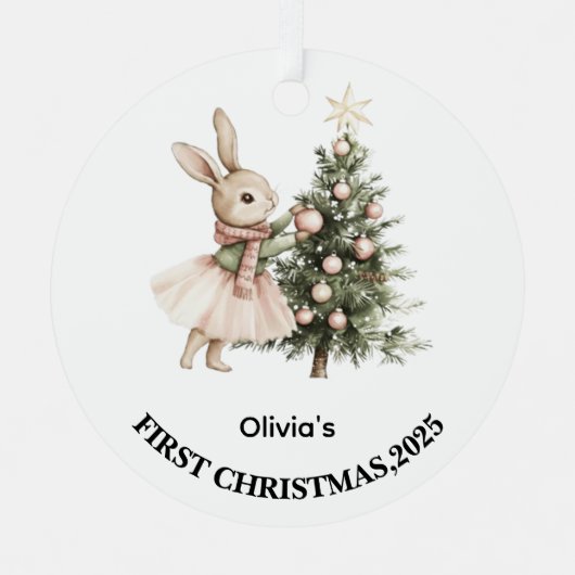 Personalized Baby’s First Christmas Ornament 2025 (Voorkant)