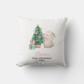 Personalized Baby’s First Christmas rabbit theme  Kussen (Voorkant)