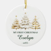 Personalized Baby’s First Christmas, White Keramisch Ornament (Voorkant)
