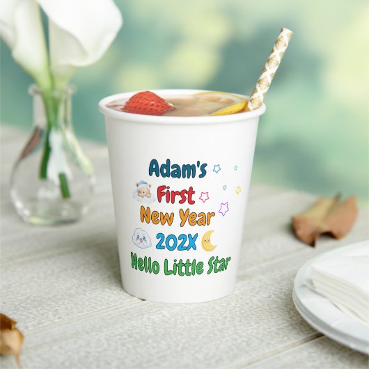Personalized Baby’s First New Year – Cute Design Papieren Bekers (Insitu)