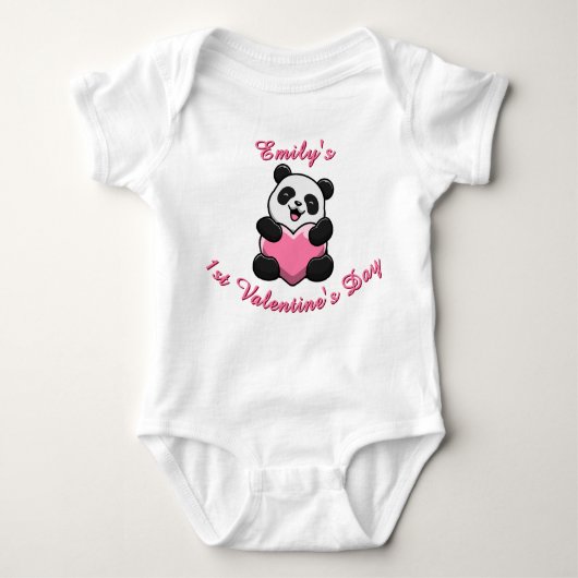 Personalized Baby’s First Valentine’s Day Panda Romper (Voorkant)