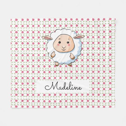 Personalized Baby Sheep Fleece Deken (Voorkant (Horizontaal))