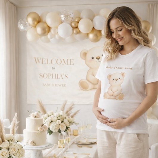 Personalized Baby Shower Boho Bear T-shirt